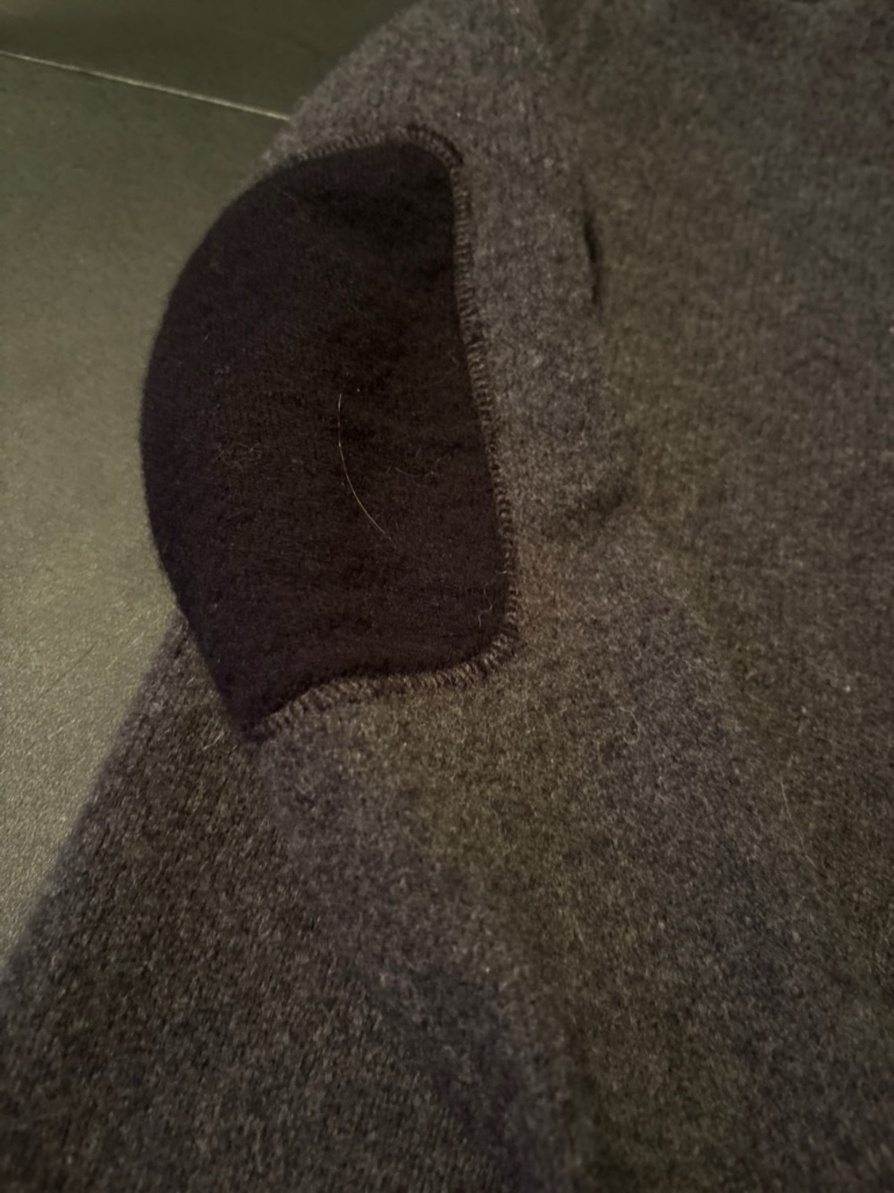 Banana Republic Dark Gray Crewneck Sweater with Black Elbow Patches - Picture 3 of 5